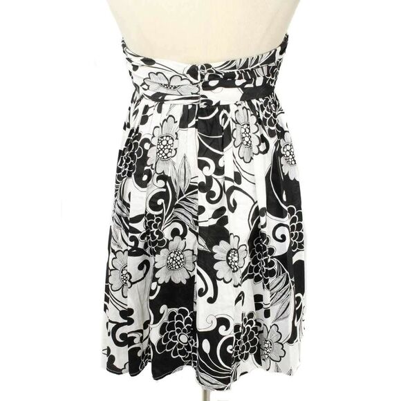 ABS COLLECTION Black & White Floral Print Strapless Cocktail Party Dress NWT - Picture 3 of 4